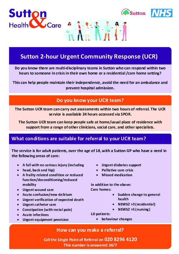 SHC 2 Hour Urgent Community Response Poster June 2025